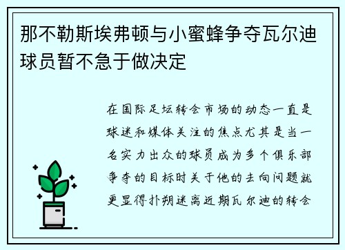 那不勒斯埃弗顿与小蜜蜂争夺瓦尔迪球员暂不急于做决定 那不勒斯埃弗顿与小蜜蜂争夺瓦尔迪球员暂不急于做决定